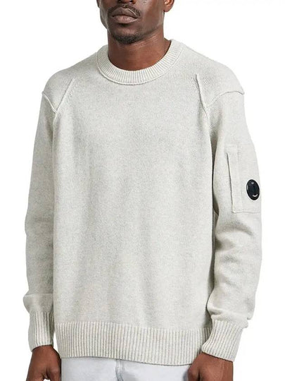 Lambswool GRS Crew Neck Knit Top Off White Melange - CP COMPANY - BALAAN 2