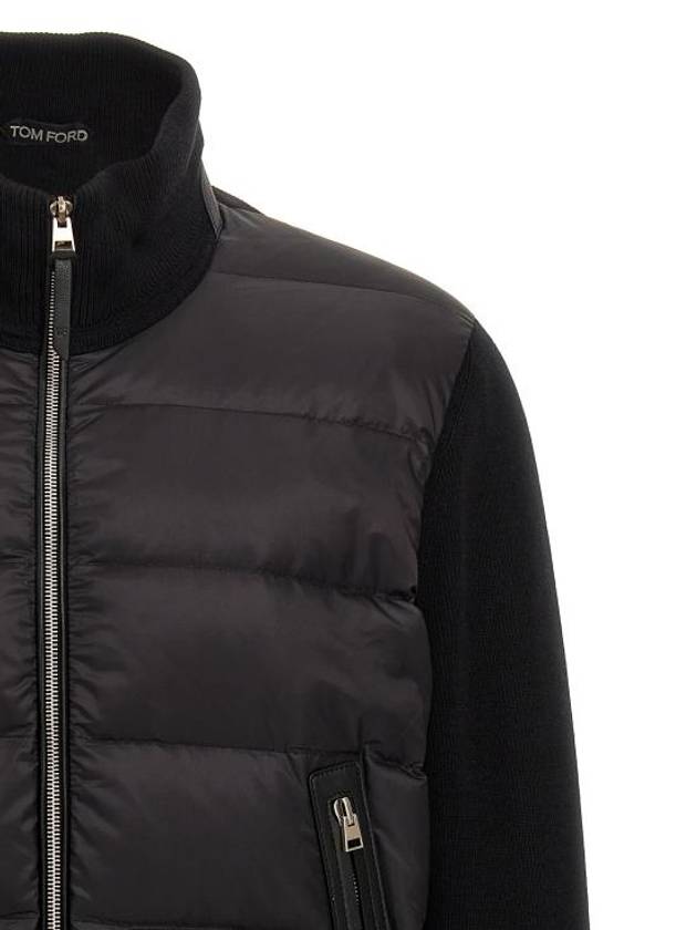 Zip-Up Quilted Down Jacket Black - TOM FORD - BALAAN 4