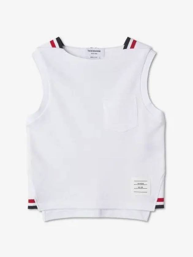 Women's Pick Rib Gusset Boat Neck Sleeveless White - THOM BROWNE - BALAAN 2