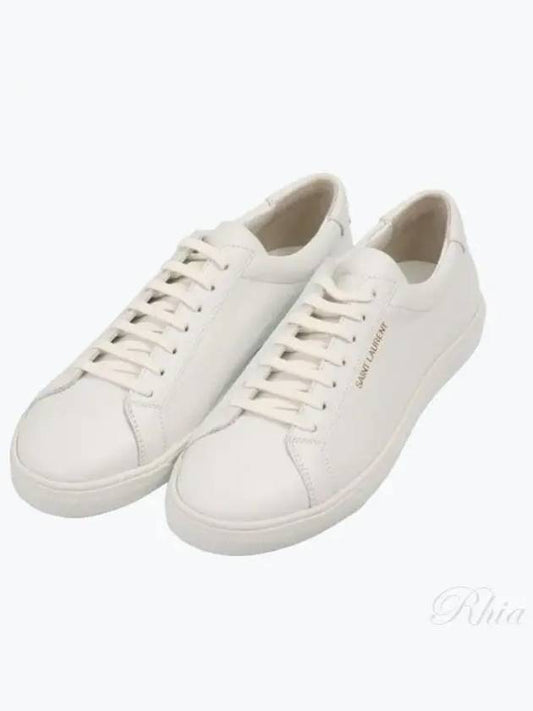 Men's Andy Leather Low Top Sneakers White - SAINT LAURENT - BALAAN 2
