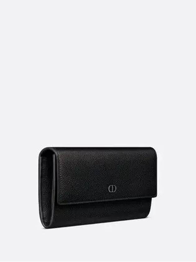 Grained Calfskin CD Icon Signature Long Wallet Black - DIOR - BALAAN 3