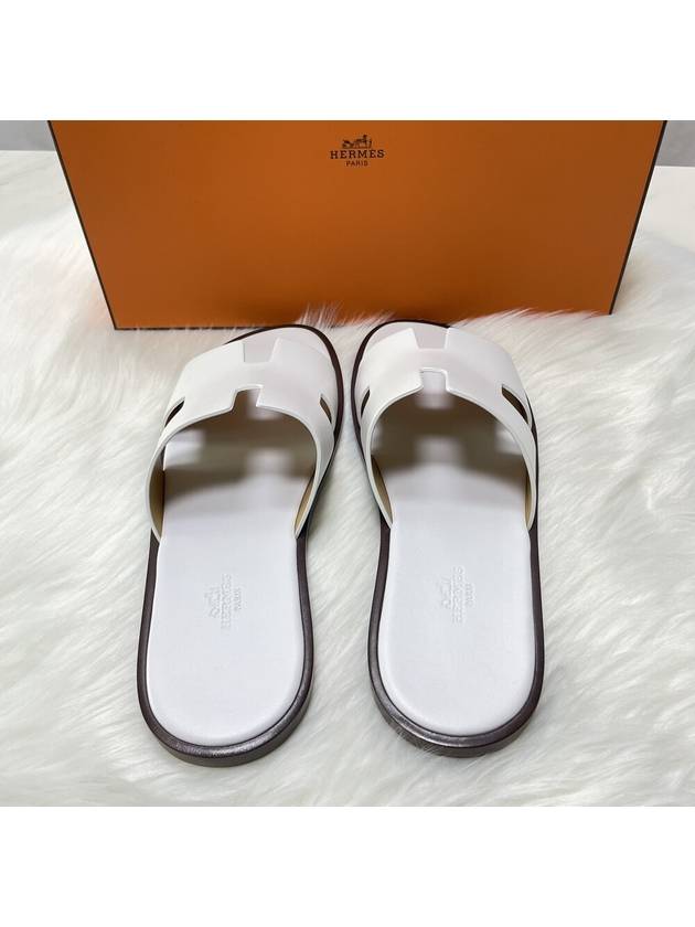 Izmir Leather Slippers Blanc - HERMES - BALAAN 5