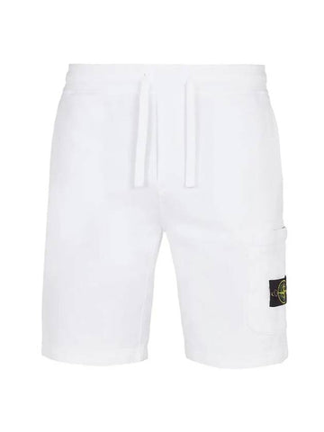 Cotton Fleece Cargo Bermuda Shorts White - STONE ISLAND - BALAAN 1