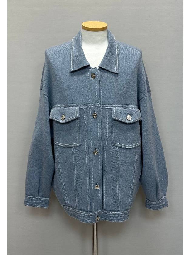 Denim oversized cashmere cotton jacket - BARRIE - BALAAN 1