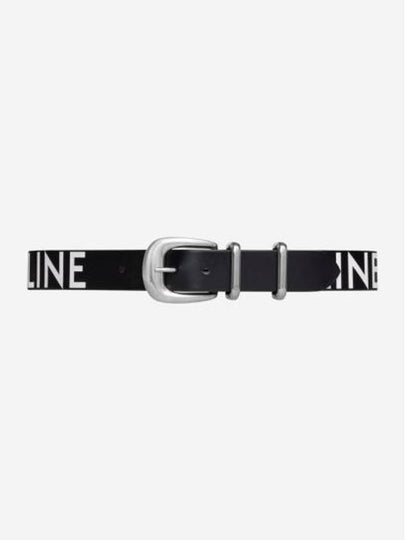 Men's Logo Print Saint-Tirung Western 35MM Leather Belt Black - CELINE - BALAAN 2