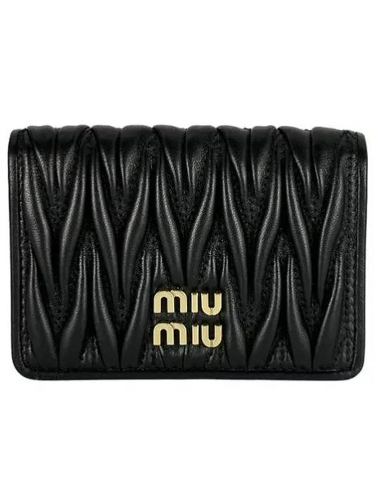 Matelasse Nappa Leather Card Wallet Black - MIU MIU - BALAAN 2