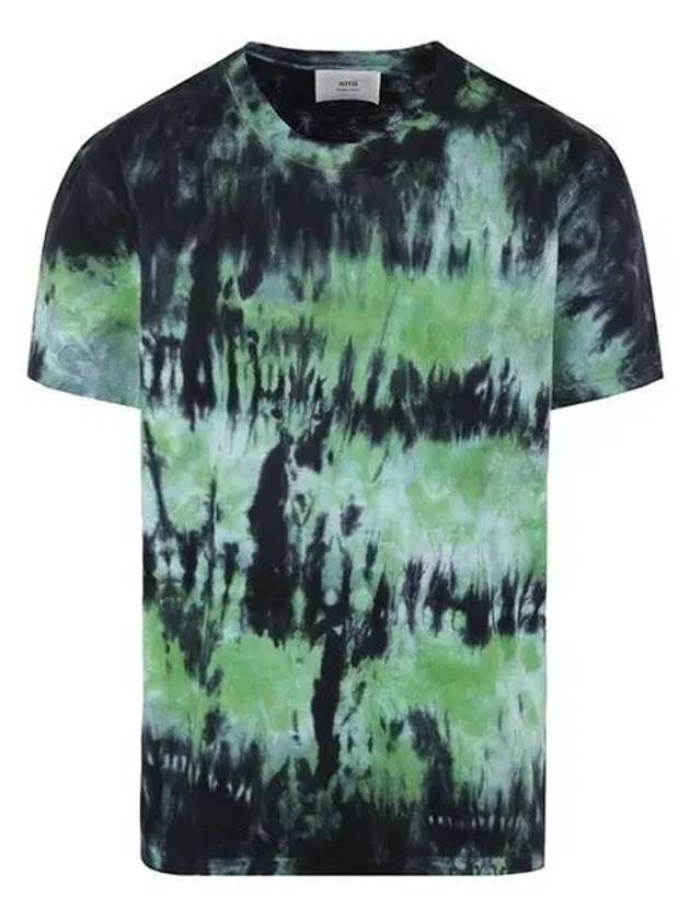 Tie Dye Short Sleeve T-Shirt Green - AMI - BALAAN 2