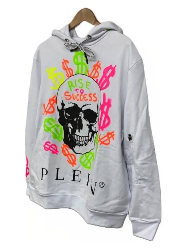 Skull Dollar Print Cotton Hoodie White - PHILIPP PLEIN - BALAAN 3