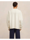 Heart Logo V Neck Wool Cardigan Off White - AMI - BALAAN 6