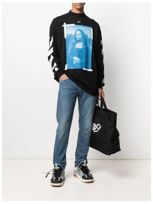 Mona Lisa Mock Neck Long Sleeve T-Shirt Black - OFF WHITE - BALAAN 5