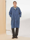 Denim Hoodie Oversized Single Coat Blue - RYUL+WAI: - BALAAN 2