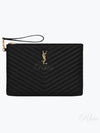 Gold Monogram Matelasse Clutch Bag Black - SAINT LAURENT - BALAAN 2