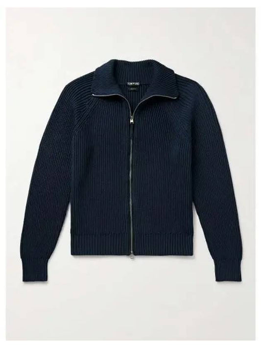 Silk Cotton Funnel Neck Zip Up Jacket Royal Blue - TOM FORD - BALAAN 2