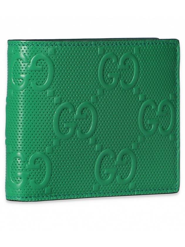 GG emboss leather billfold half wallet green - GUCCI - BALAAN 3