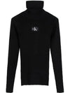 Embroidered Logo Turtleneck Black - CALVIN KLEIN - BALAAN 5