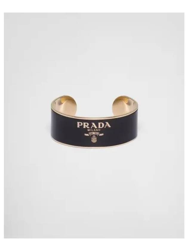 Enamel Metal Cuff Bracelet Gold Black - PRADA - BALAAN 2