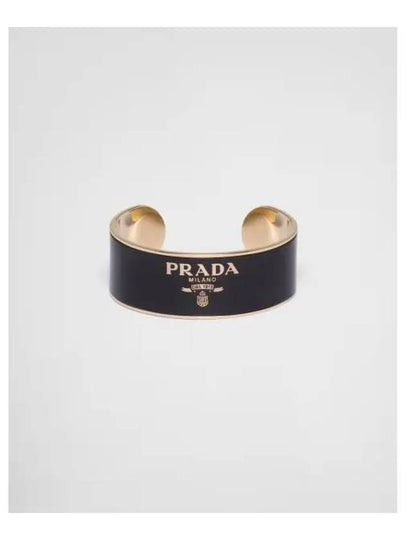 Enamel Metal Cuff Bracelet Gold Black - PRADA - BALAAN 2