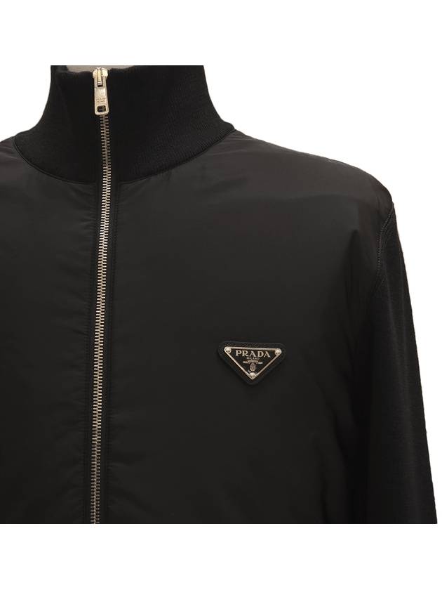 Triangle Logo Knit Zip Up Jacket Black - PRADA - BALAAN 5