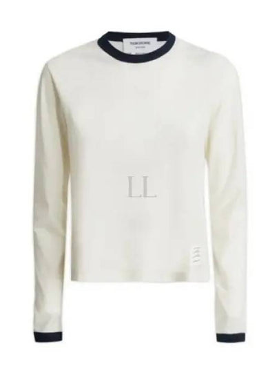 Cotton Crepe Jersey Ringer Long Sleeve T Shirt Natural - THOM BROWNE - BALAAN 2