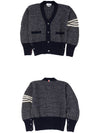 Mohair Tweed 4-Bar Classic V-neck Cardigan Navy - THOM BROWNE - BALAAN 4