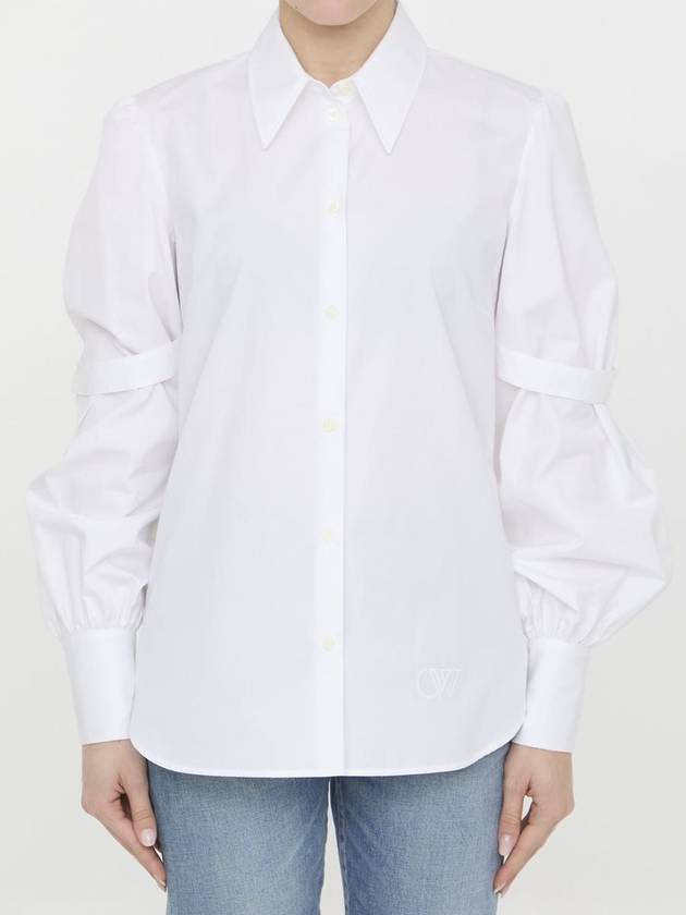 strap decorated poplin shirt OWGE020S24FAB0010101 - OFF WHITE - BALAAN 2