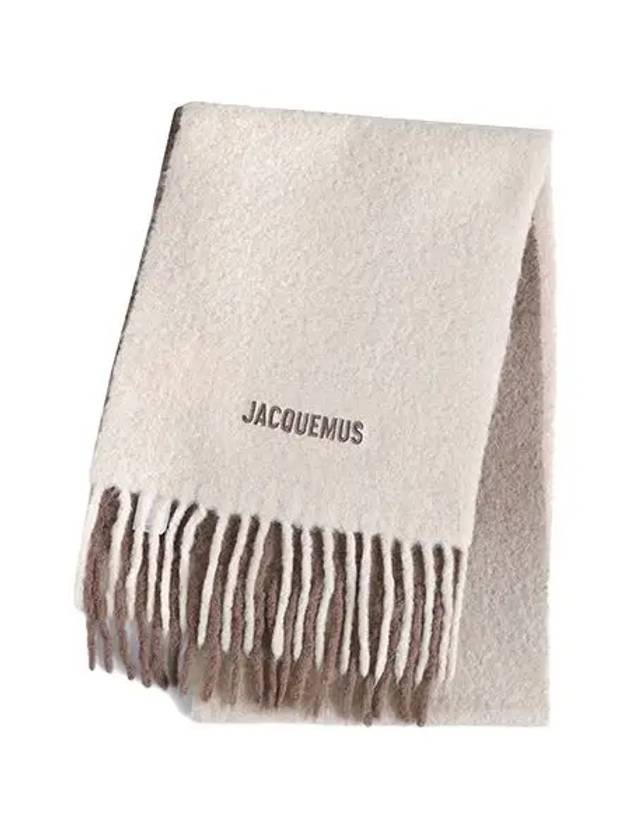 L'echarpe Moisson Embroidered Logo Alpaca Wool Muffler Beige - JACQUEMUS - BALAAN 3