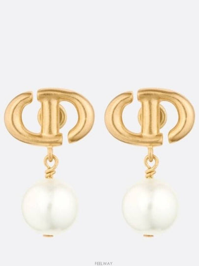 CD Navy Earrings Gold White - DIOR - BALAAN 2