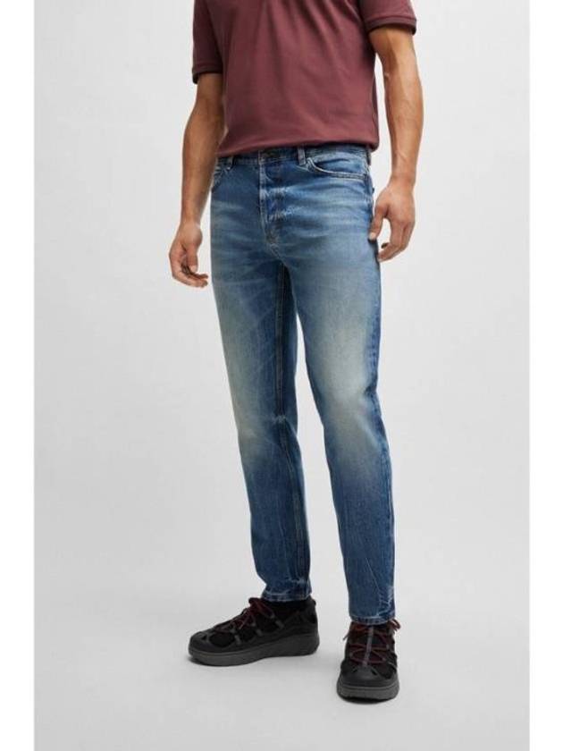 Tapered Fit Rigid Denim Jeans Blue - HUGO BOSS - BALAAN 4