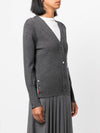 4-Bar V-Neck Cashmere Cardigan Dark Grey - THOM BROWNE - BALAAN 5