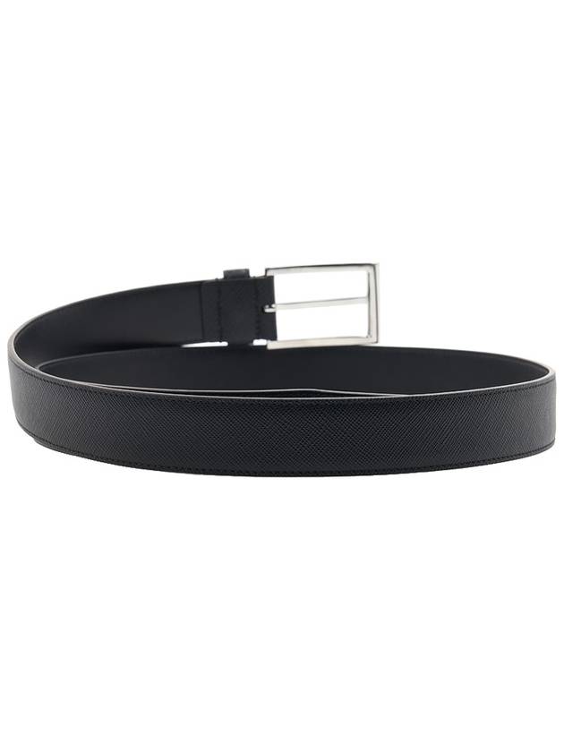 Saffiano Polished Buckle Belt Black - PRADA - BALAAN 5