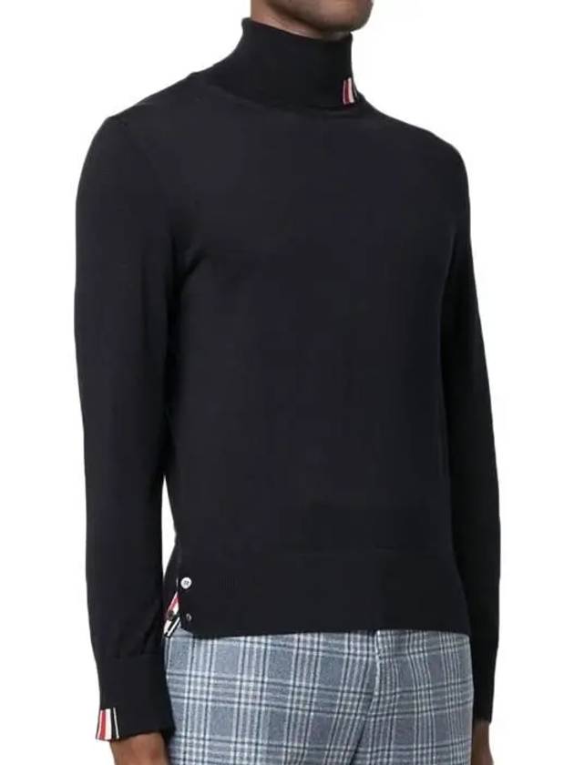 Striped Fine Merino Jersey Turtleneck Navy - THOM BROWNE - BALAAN 2