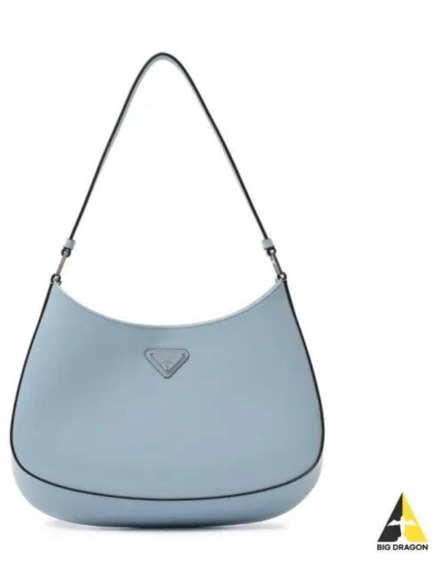 Triangular Logo Cleo Brushed Leather Shoulder Bag Blue - PRADA - BALAAN 2