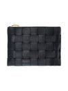 Intreciato Medium Clutch Bag Black - BOTTEGA VENETA - BALAAN 2