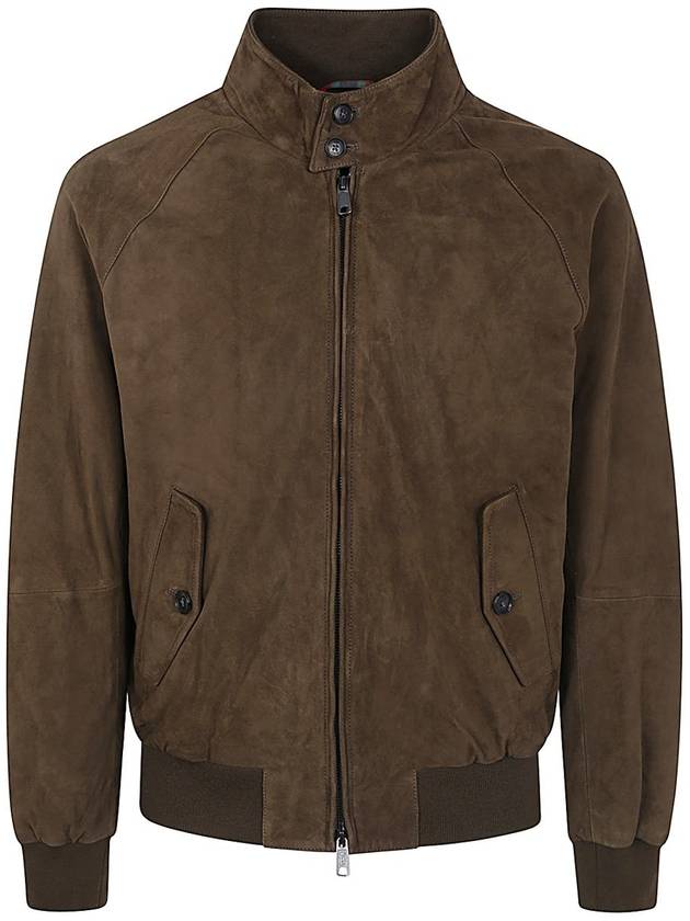 G9 Slim Fit Suede Jacket Dark Olive - BARACUTA - BALAAN 2