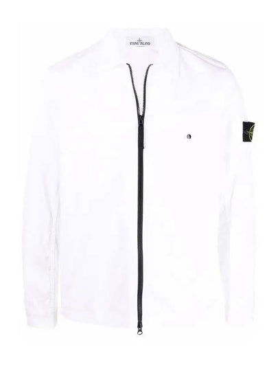 Wappen Patch Supima Twill Stretch Cotton Zip-up Jacket White - STONE ISLAND - BALAAN 2