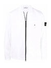 Wappen Patch Supima Twill Stretch Cotton Zip-up Jacket White - STONE ISLAND - BALAAN 2