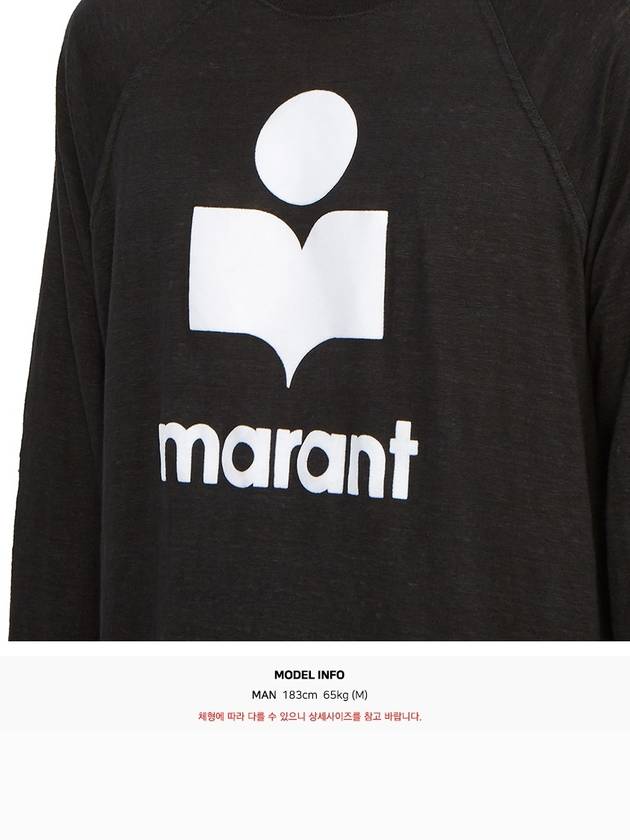 Kieffer Logo Print Linen Long Sleeve T-Shirt Black - ISABEL MARANT - BALAAN 7