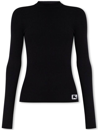 Logo Patch Slim Fit Wool Blend Knit Top Black - BURBERRY - BALAAN 2