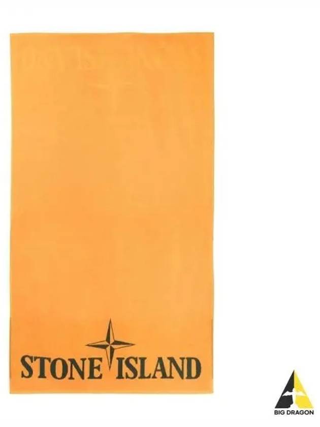 Cotton Terry Logo Beach Towel Orange - STONE ISLAND - BALAAN 2