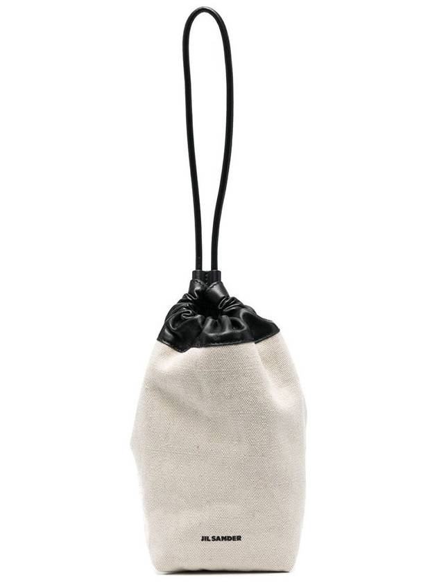 Dumpling Drawstring Canvas Cross Bucket Bag Ivory - JIL SANDER - BALAAN 2