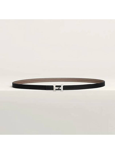 Mini H Belt Buckle Reversible Leather Strap 13MM Silver Noir Etoupe - HERMES - BALAAN 2