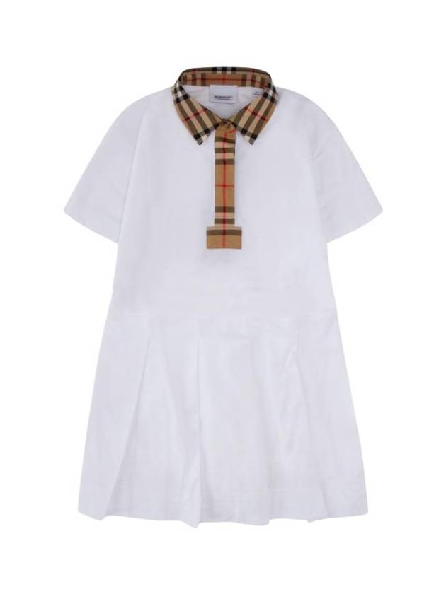 Kids Collar Check Polo Dress White - BURBERRY - BALAAN 1