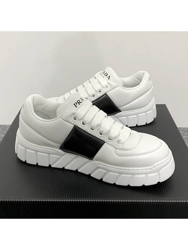 Padded Nappa Leather Low Top Sneakers White - PRADA - BALAAN 5