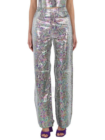 Rotate Spiced Plum Comb Snake Print Straight Pants, Brand Size 34 (US Size 0) - ROTATE - BALAAN 1