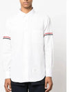 Armband Detail Seersucker Long Sleeve Shirt White - THOM BROWNE - BALAAN 3