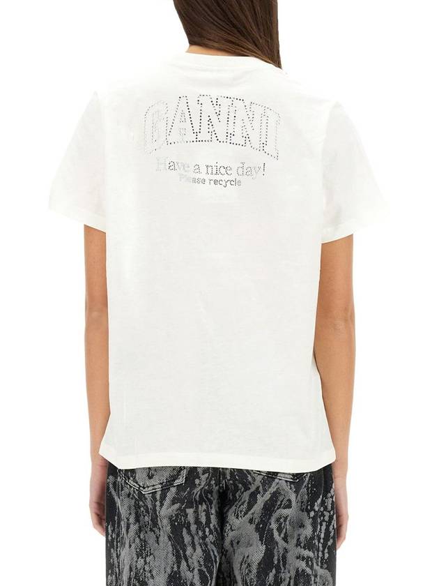 Logo Cotton Short Sleeve T-Shirt White - GANNI - BALAAN 4