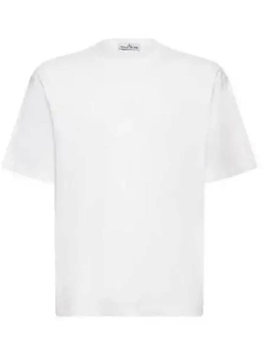 Fissato Effect Compass Embroidery Logo Short Sleeve T-shirt White - STONE ISLAND - BALAAN 2