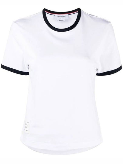 Asymmetric Hem Short Sleeve T-Shirt White - THOM BROWNE - BALAAN 2