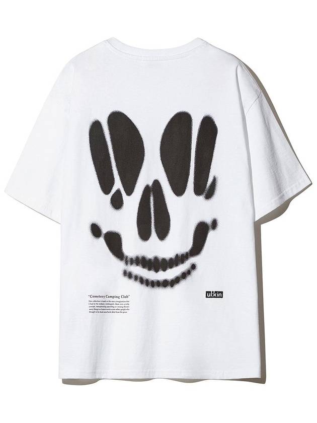 Smudging Skull Graphic Short Sleeve T-Shirt White - ULKIN - BALAAN 3