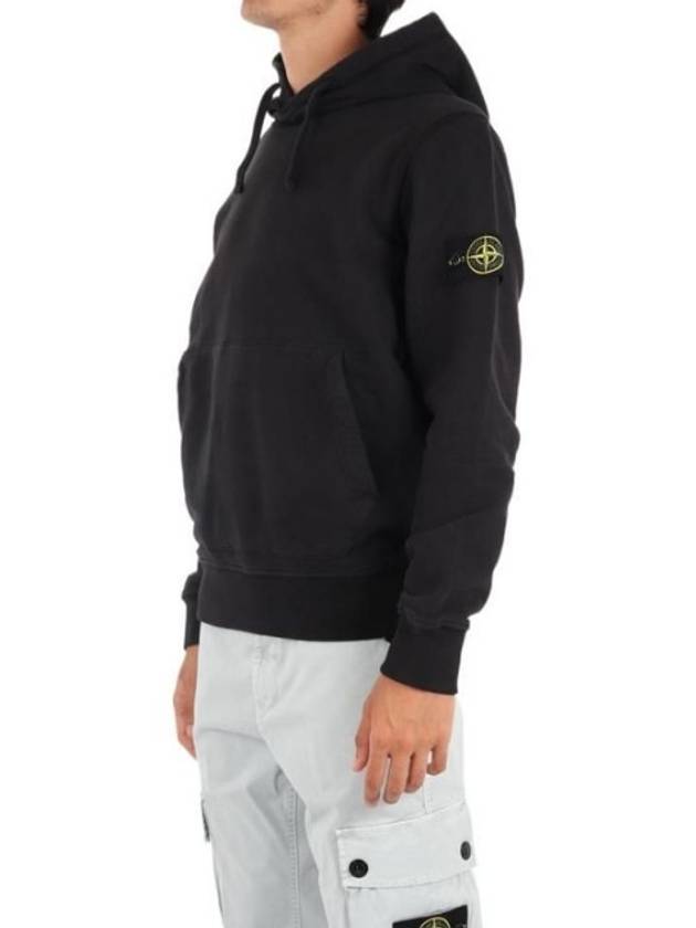 Wappen Patch Cotton Fleece Hoodie Black - STONE ISLAND - BALAAN 4